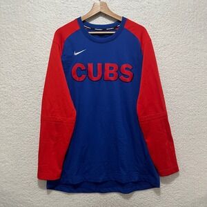 Nike Chicago Cubs Dri Fit Baseball‎ Long Sleeve Shirt Mens XL Blue Red
